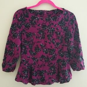 Banana Republic 3/4 Sleeve Peplum Purple Blouse